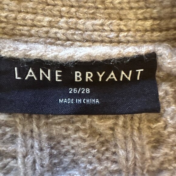 Lane Bryant Womens Plus Size 26/28 Beige Cable Knit Button-Front Cardigan Sweate - Picture 3 of 5